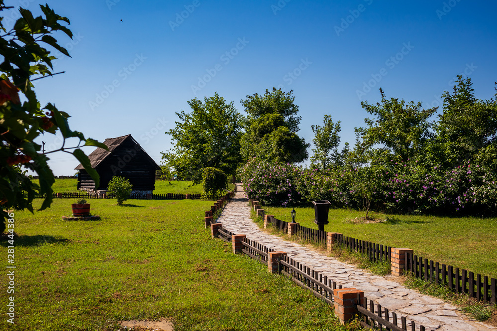 Old rustic wooden house in village Moravski Konaci near the Velika Plana in Serbia