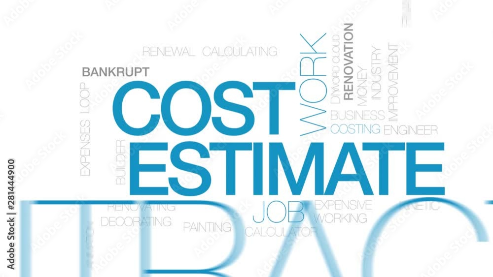Cost estimate animated word cloud. Kinetic typography. Cost estimate animated word cloud. Kinetic typography.