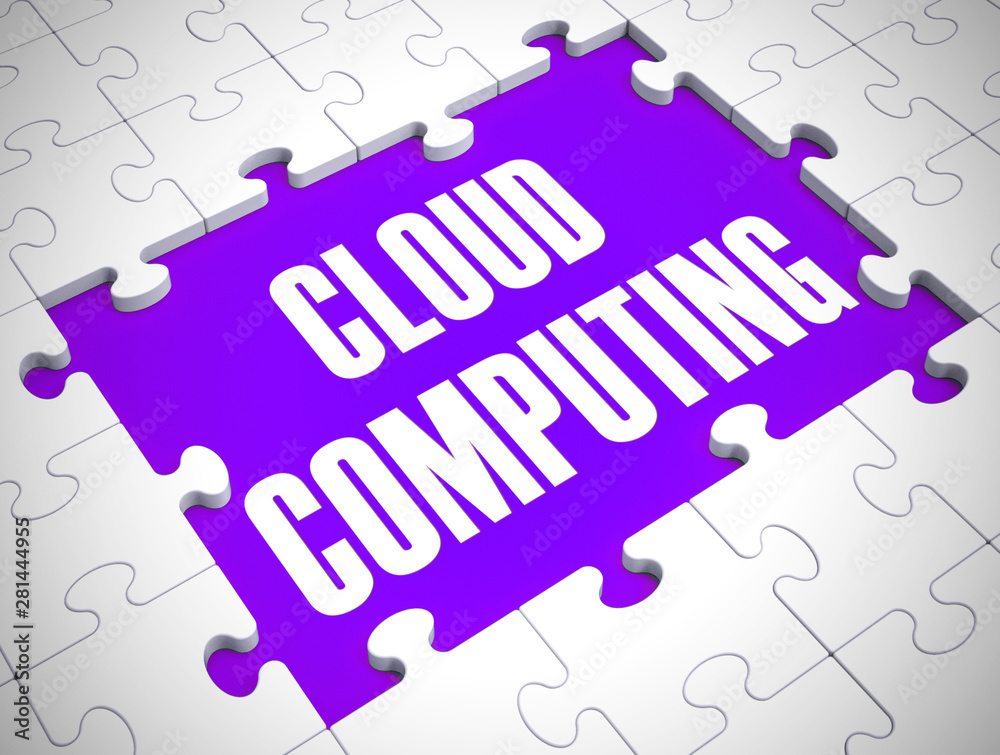 Cloud computing concept icon shows online data hosting - 3d illustration Cloud computing concept icon shows online data hosting - 3d illustration