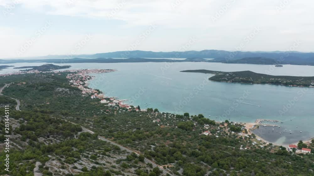Aerial drone shot of marina bay in adriatic sea, Croatia Aerial drone shot of marina bay in adriatic sea, Croatia
