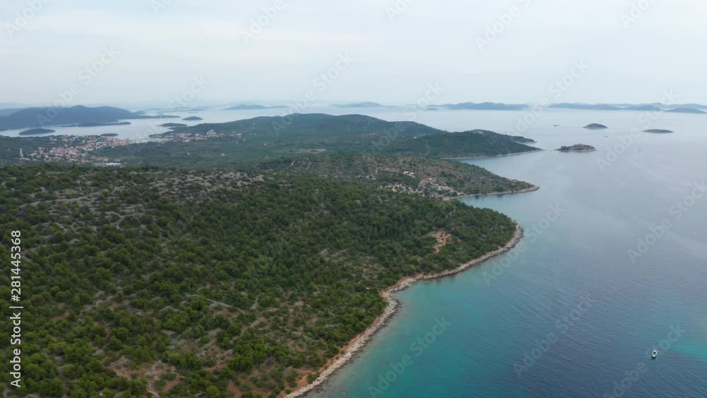 Aerial drone shot of marina bay in adriatic sea, Croatia Aerial drone shot of marina bay in adriatic sea, Croatia