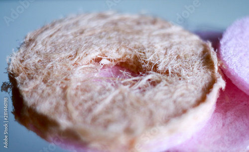 Rambut Nenek or Arumanis (Cotton Candy with Crackers) on white background. Indonesian Traditional Food. photo