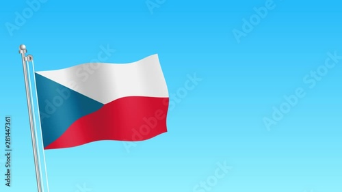 Rise of Czech Republic flag. Czech Republic flag on blue sky background photo