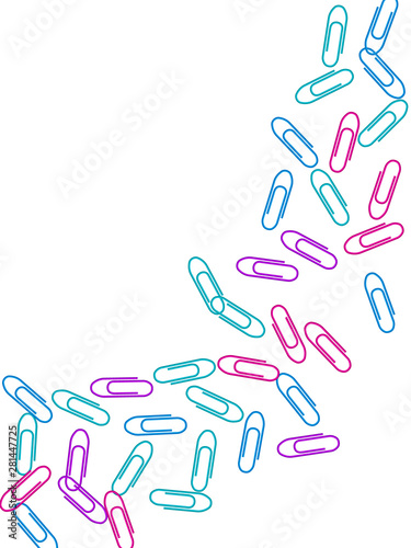 Stationary paperclips isolated on white background