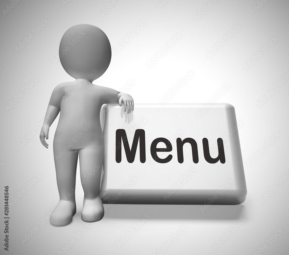 Menu concept icon means list or index of items - 3d illustration Menu concept icon means list or index of items - 3d illustration