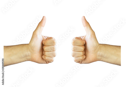Thumb up. Like finger up gesture. Hand gestures isolated on white background.