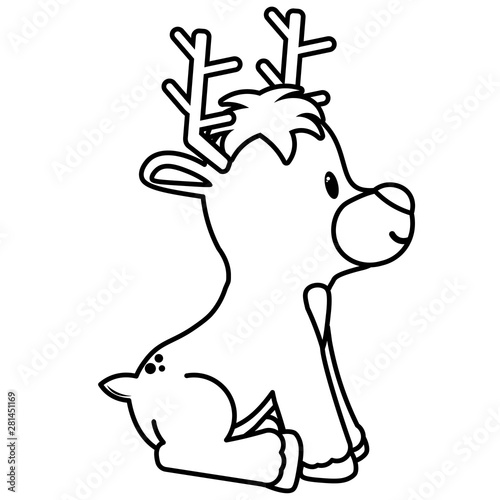 Vector cartoon cute reindeer isolated