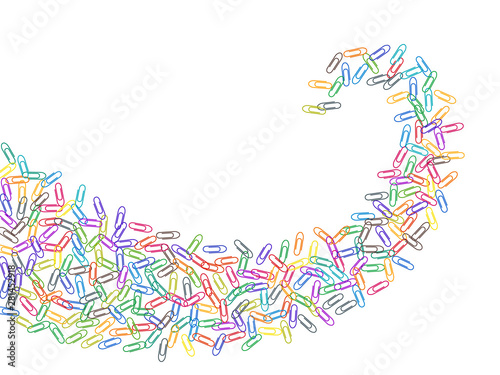 Stationary paperclips isolated on white background