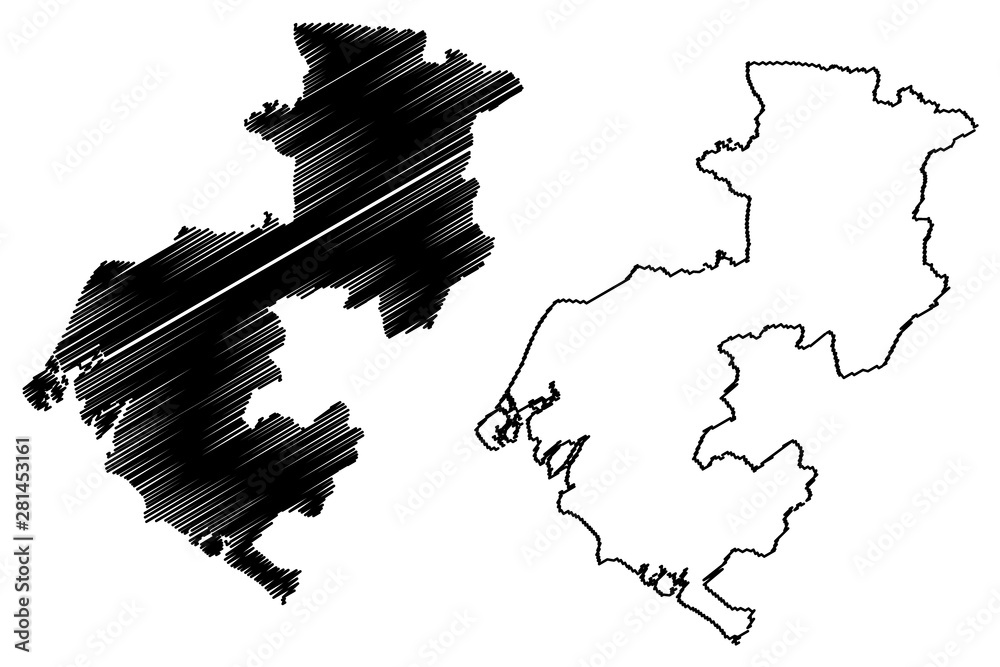 Boke Region (Subdivisions of Guinea, Guinea-Conakry, French Guinea) map vector illustration, scribble sketch Boke map....