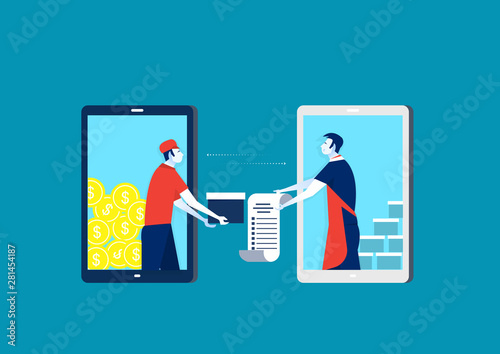 Shopping on online shop store concept. and buy order from merchant on application on phone. E-commerce technology with smart phone.