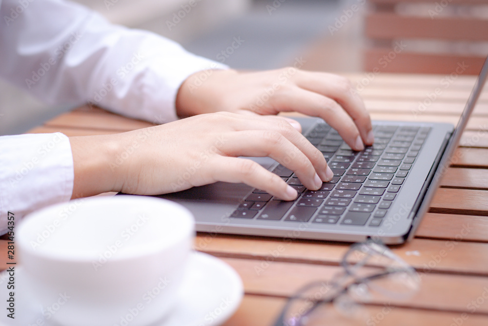 Laptop - Closeup of people are working. Laptop - Closeup of people are working.
