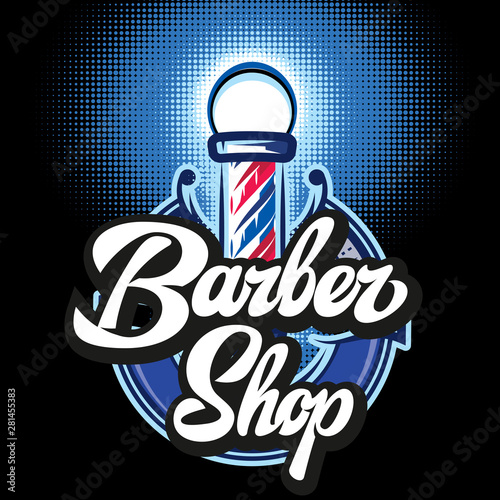 colored templates for barber pole with calligraphic inscription