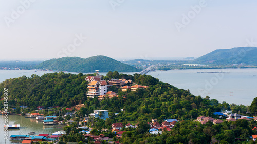 The Institute for Southern Thai studies, Thaksin University with Tinsulanonda bridge at Koh Yor, Songkhla, Thailand