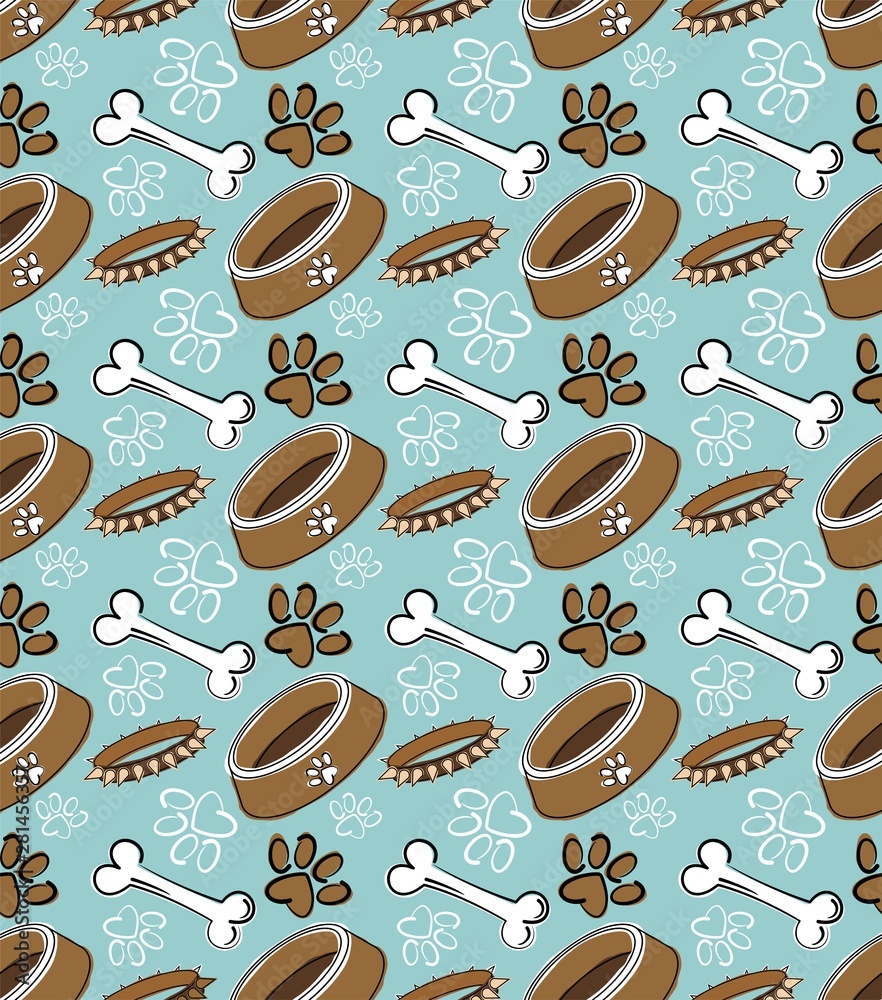 Seamless pattern with dog accessories