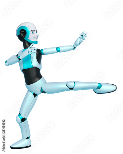 robot boy cartoon kicking