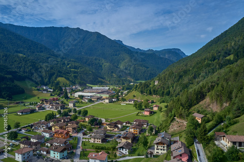 Aerial photography. Panoramic view of the Alps north of Italy. Trento Region  San Lorenzo Dorsino. Great trip to the Alps