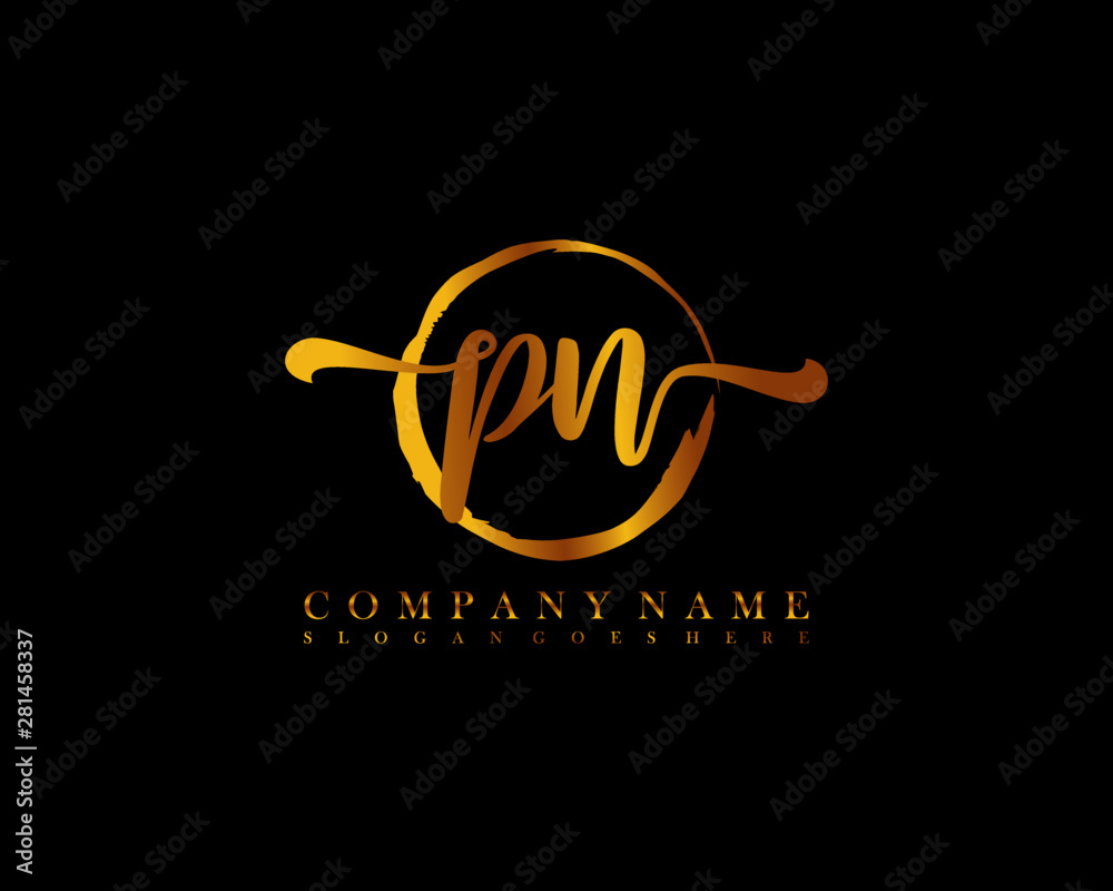 PN Initial handwriting logo with circle hand drawn template vector ...