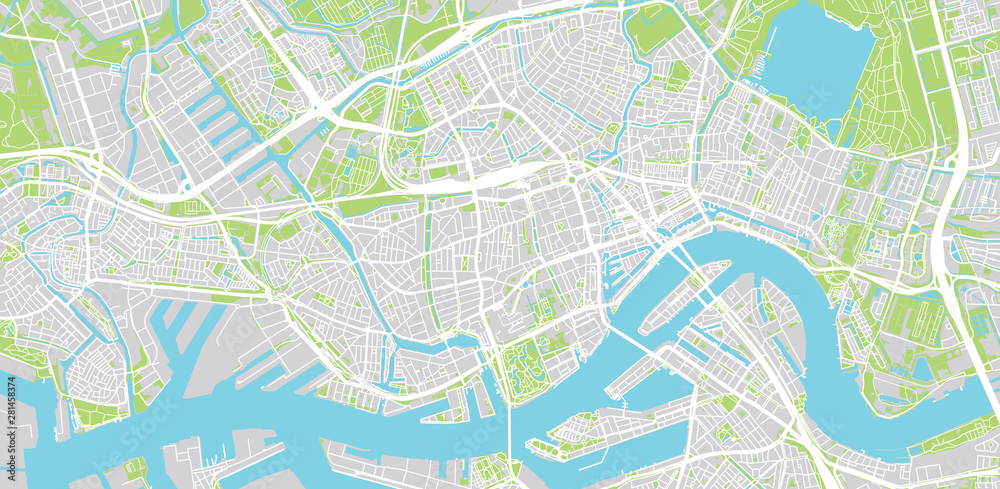 Fototapeta Urban vector city map of Rotterdam, The Netherlands
