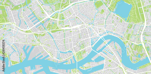 Urban vector city map of Rotterdam  The Netherlands