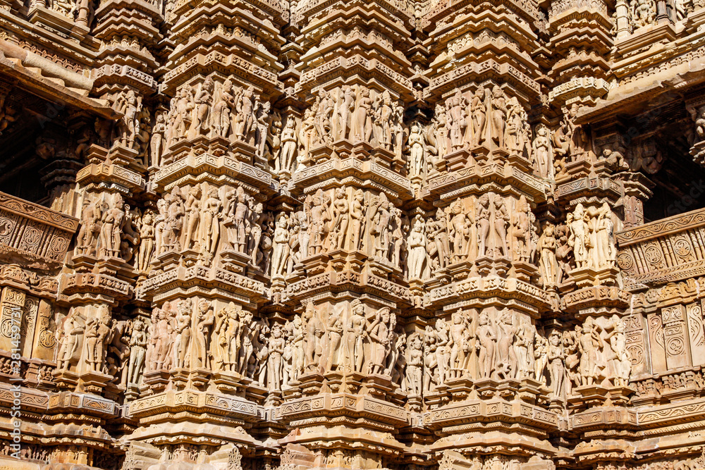 Temple carvings at Khajuraho UNESCO site