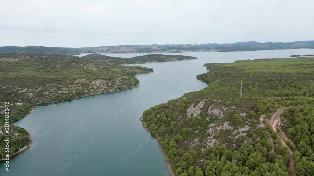 Aerial drone shot of marina bay in adriatic sea, Croatia Aerial drone shot of marina bay in adriatic sea, Croatia