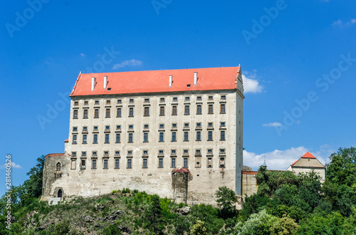 Plumlov castle with blue sky in the background