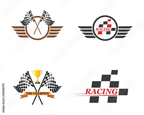 racing flag icon of automotif illustration vector