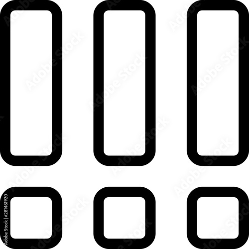 Vertical bars with boxes portraying exclamation mark
