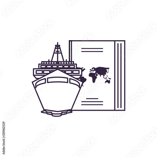 ship cruise boat with passport document