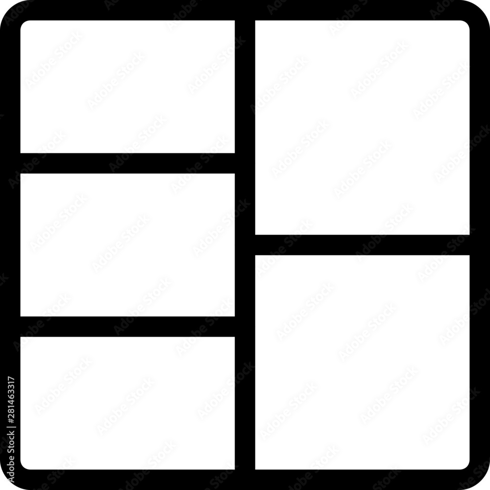 Right double row grid lines parting into sections Right double row grid lines parting into sections