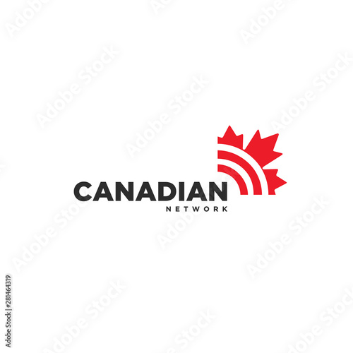 Canadian maple leaf network internet signal logo icon