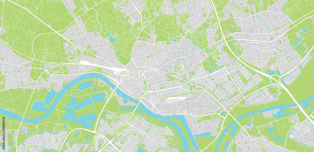 Urban vector city map of Arnhem, The Netherlands