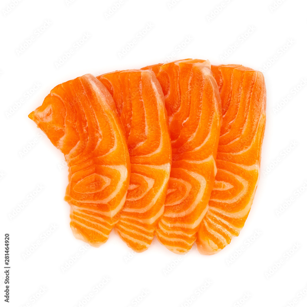 Salmon raw sashimi isolated on white background Salmon raw sashimi isolated on white background