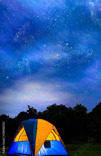 Outdoor lifestyle with camping and starry night