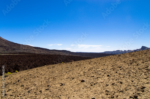 Landscape of lava fields on the Teide volcano