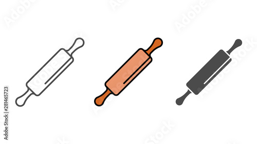 Rolling pin vector icon sign symbol