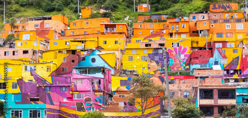 Colombia South Bogota colorful houses in district called Los Puentes photo