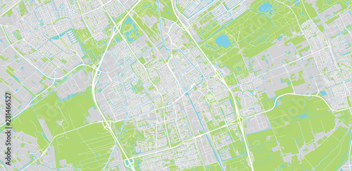 Urban vector city map of Delft  The Netherlands