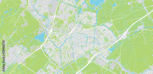 Urban vector city map of Leiden, The Netherlands
