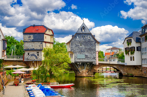 Brückenhäuser auf der Alten Nahebrücke von Bad Kreuznach, Rheinland-Pfalz photo