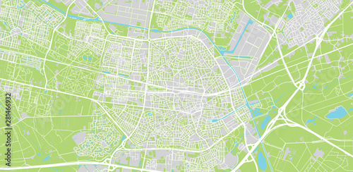 Urban vector city map of Tilburg, The Netherlands