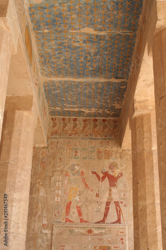 paintings and hieroglyphs inside the temple of hatchepsut, egypt © Robirensi