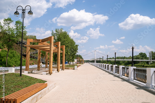 Embankment of the Urals. Summer. City embankment with elements of improvement