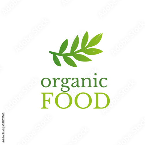 ector logo design template in trendy linear style - eat healthy - vegetarian or food badge or emblem for food wrapping