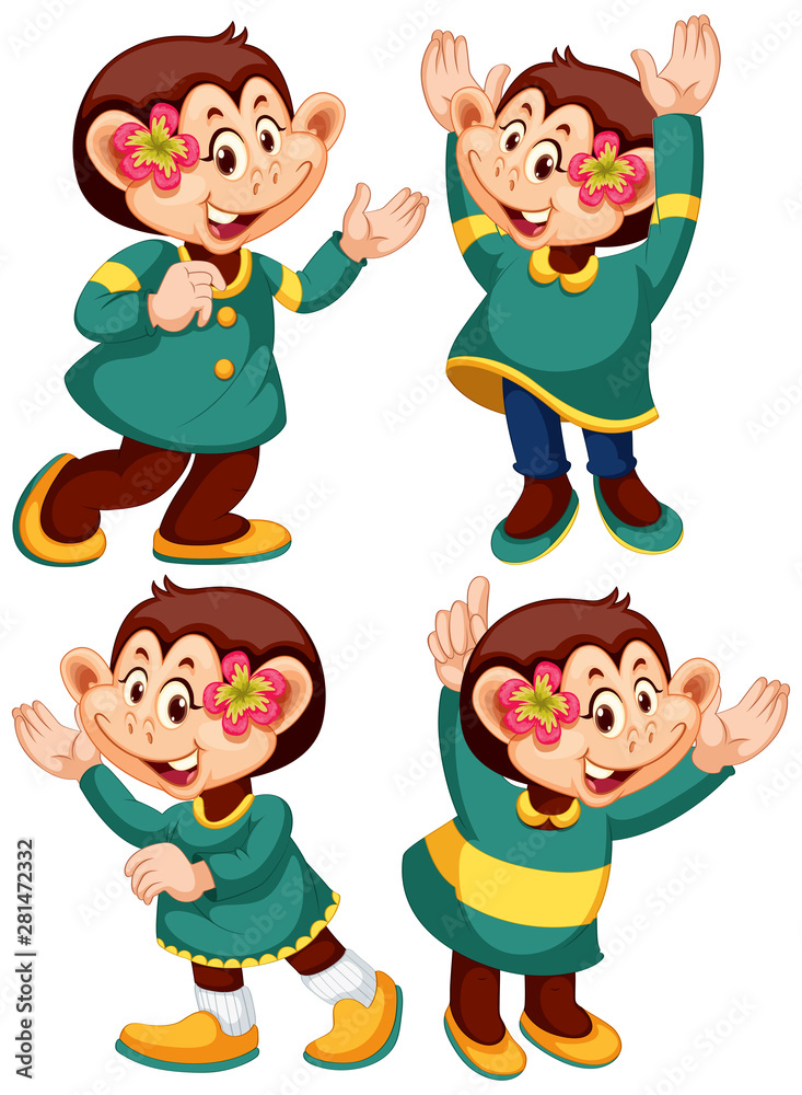 Isolated character with expression - monkey in human poses Isolated character with expression - monkey in human poses