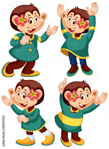 Isolated character with expression - monkey in human poses