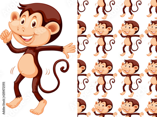 Seamless and isolated animal pattern cartoon