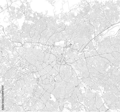 Satellite map of São Paulo, Sao Paulo, it is the most populous city in Brazil. South America. Map of streets of the town center