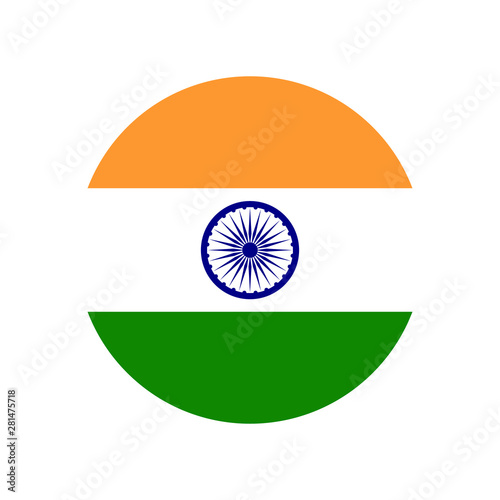 Republic of India. National flag, round. Abstract concept, icon.