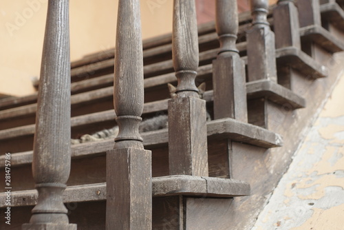 old wooden stairs close up